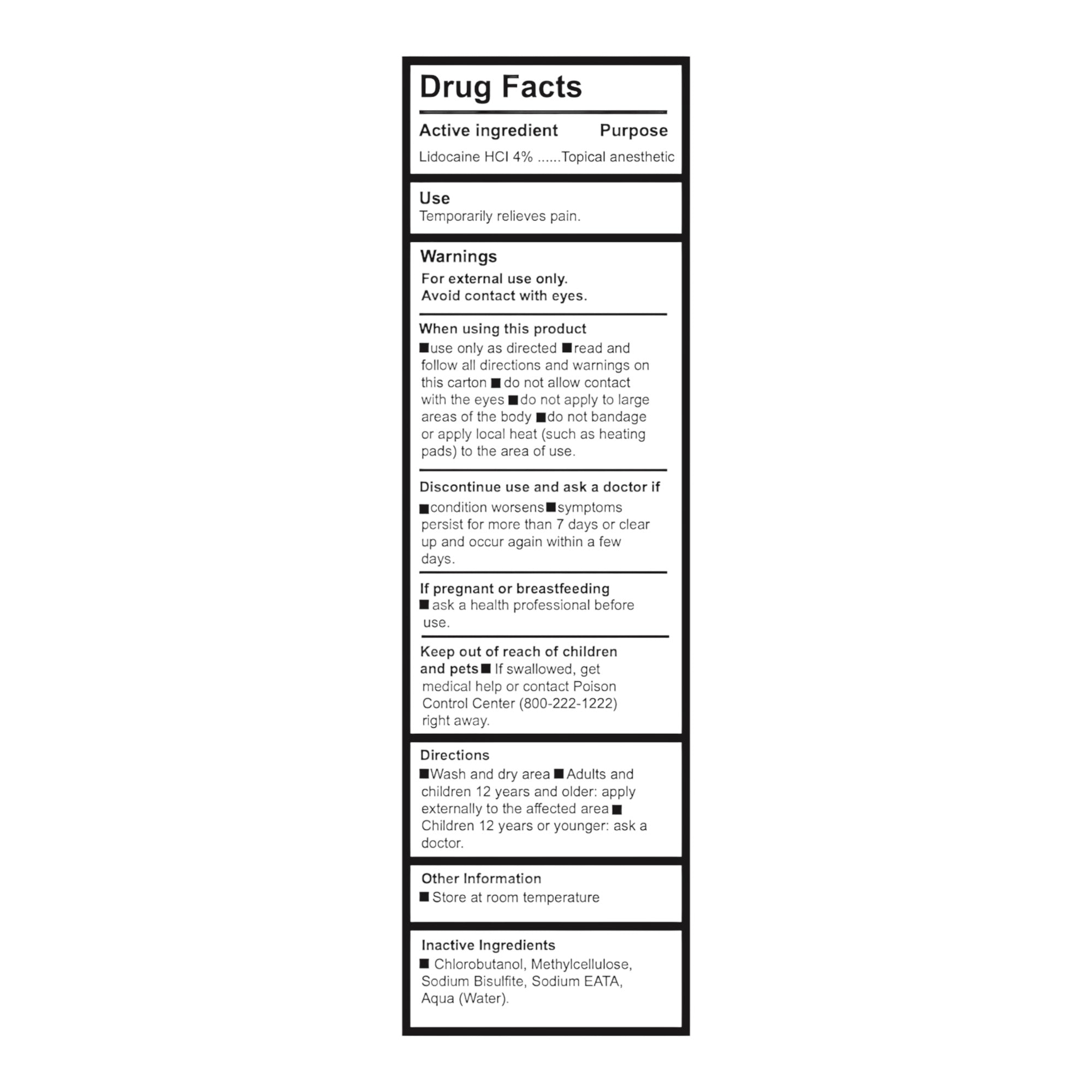 Drug Facts for No Pain Tattoo Final Mile Gel 100ml for mid-session tattoo pain relief