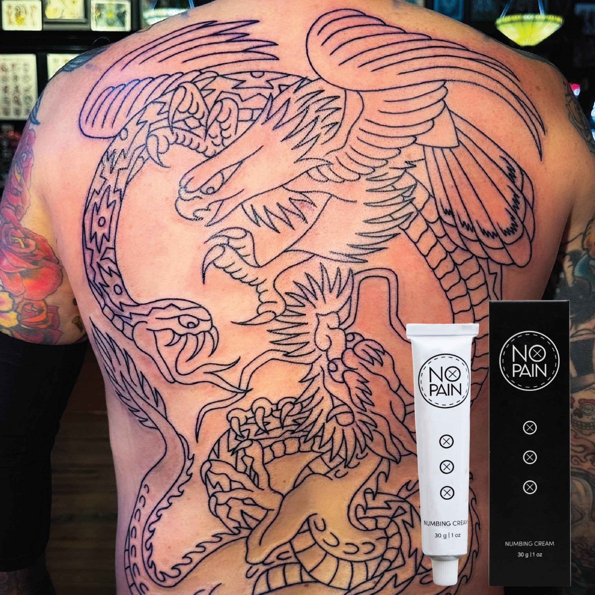 No Pain Tattoo Numbing Cream (90%) - Long Lasting Relief for Painless Tattoos (30g | 1 oz) - No Pain Tattoo